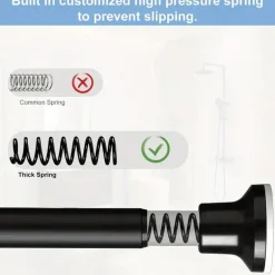 Verstellbare Duschvorhangstange, mattschwarz, 101,6–193,2 cm, ohne Bohren