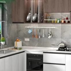 Verstellbare Gardinenstange für die Küche, ohne Bohren, mit Zugfeder, 101,6–190,5 cm