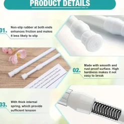 Verstellbare Gardinenstange für die Küche, ohne Bohren, mit Zugfeder, 101,6–190,5 cm