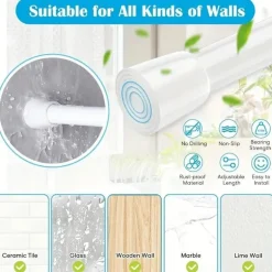 Verstellbare Gardinenstange für die Küche, ohne Bohren, mit Zugfeder, 101,6–190,5 cm