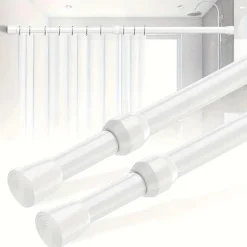 Verstellbare Gardinenstange für die Küche, ohne Bohren, mit Zugfeder, 101,6–190,5 cm