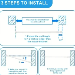 Verstellbare Gardinenstange für die Küche, ohne Bohren, mit Zugfeder, 101,6–190,5 cm