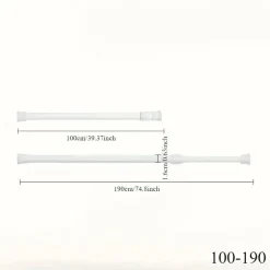 Verstellbare Gardinenstange für die Küche, ohne Bohren, mit Zugfeder, 101,6–190,5 cm