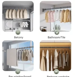 Verstellbare Gardinenstange mit Spannvorrichtung, Teleskopstange ohne Bohren