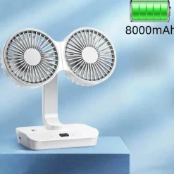 Verstellbare Ventilatorlampe mit Doppelkopf - Tragbares Nachtlicht mit Doppelkopf