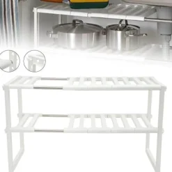 Verstellbarer doppellagiger Geschirrständer - Küchenorganizer