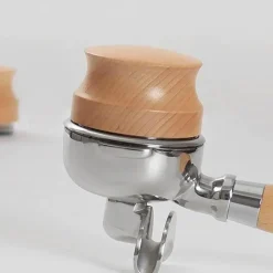 Verstellbarer Espresso-Stampfer – Edelstahl mit Griff aus Buchenholz