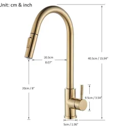Verstellbarer goldener hoher Wasserhahn – minimalistisches Design