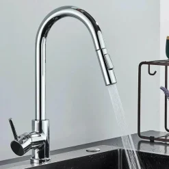 Verstellbarer goldener hoher Wasserhahn – minimalistisches Design