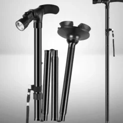 Verstellbarer LED-Gehstock – Rutschfester Stützstock