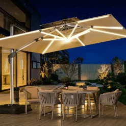 Verstellbarer LED-Terrassenschirm – Winddichtes Außendach