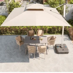 Verstellbarer LED-Terrassenschirm – Winddichtes Außendach