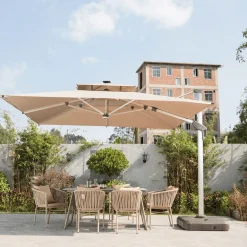 Verstellbarer LED-Terrassenschirm – Winddichtes Außendach