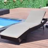 Verstellbarer Loungesessel aus Korbgeflecht – tragbare Sonnenliege für den Außenbereich für den Terrassenpool