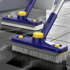 V-förmige Bodenschrubberbürste - 2-in-1 Kantenreiniger mit langem Griff