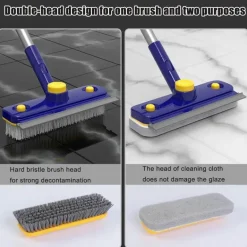 V-förmige Bodenschrubberbürste - 2-in-1 Kantenreiniger mit langem Griff