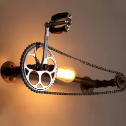 Vintage Bicycle Chain Lamp - Industrial Loft Decor Lighting