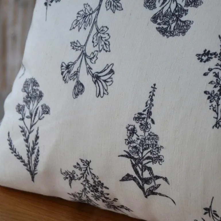 Vintage Blumen Kissenbezug - Line Art Kissen für Sofa Dekor