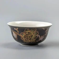 Vintage Chinesisches Goldenes Drachen Porzellan Teetassen Set - Keramikbecher