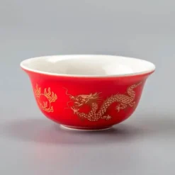 Vintage Chinesisches Goldenes Drachen Porzellan Teetassen Set - Keramikbecher