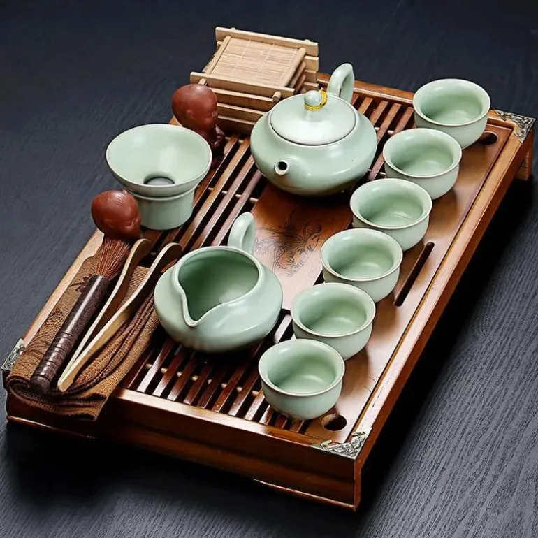 Vintage Chinesisches Teetablett-Set - Elegantes traditionelles Teeservice