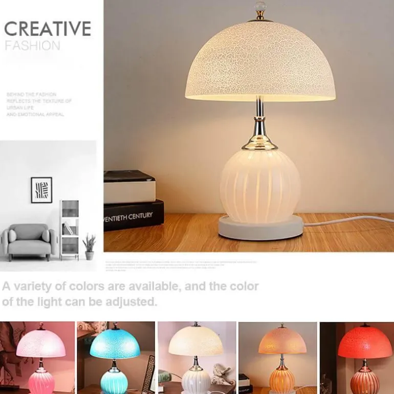 Vintage Crackle Glas Tischlampe - Retro Home Decor Beleuchtung