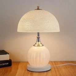 Vintage Crackle Glas Tischlampe - Retro Home Decor Beleuchtung