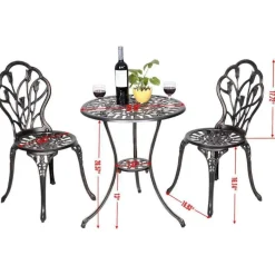 Vintage 3er-Set Esstisch für draußen