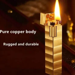 Vintage Feuerzeug mit Kupferflamme – handgefertigtes Design