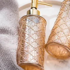 Vintage Floral Soap Dispenser - Elegant Begonia Bathroom Decor