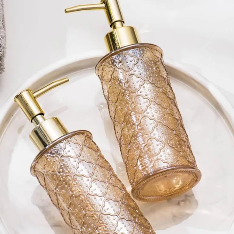 Vintage Floral Soap Dispenser - Elegant Begonia Bathroom Decor