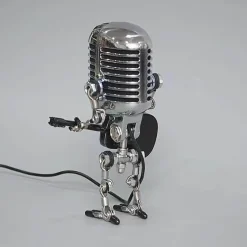 Vintage Gitarrenmikrofonlampe - Retro Musikdekor Roboterlicht
