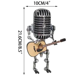 Vintage Gitarrenmikrofonlampe - Retro Musikdekor Roboterlicht