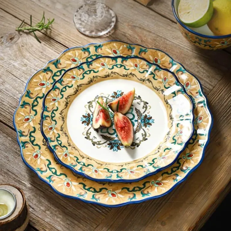 Vintage Handbemalter Keramik-Essteller - Dekoratives Geschirr