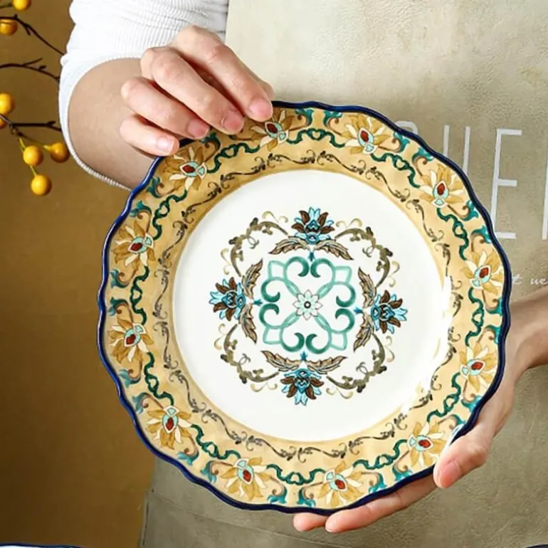 Vintage Handbemalter Keramik-Essteller - Dekoratives Geschirr