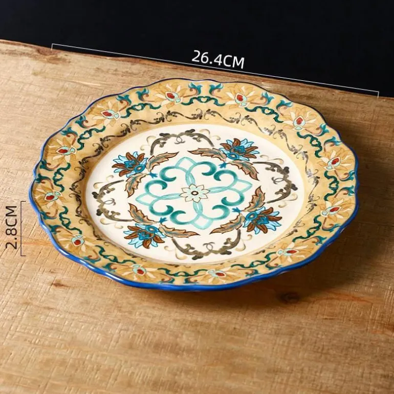 Vintage Handbemalter Keramik-Essteller - Dekoratives Geschirr