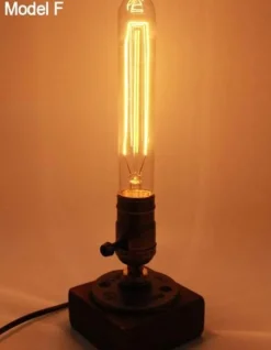 Vintage Industrial Dimmable Wooden Table Lamp - Retro Home Decor Lighting