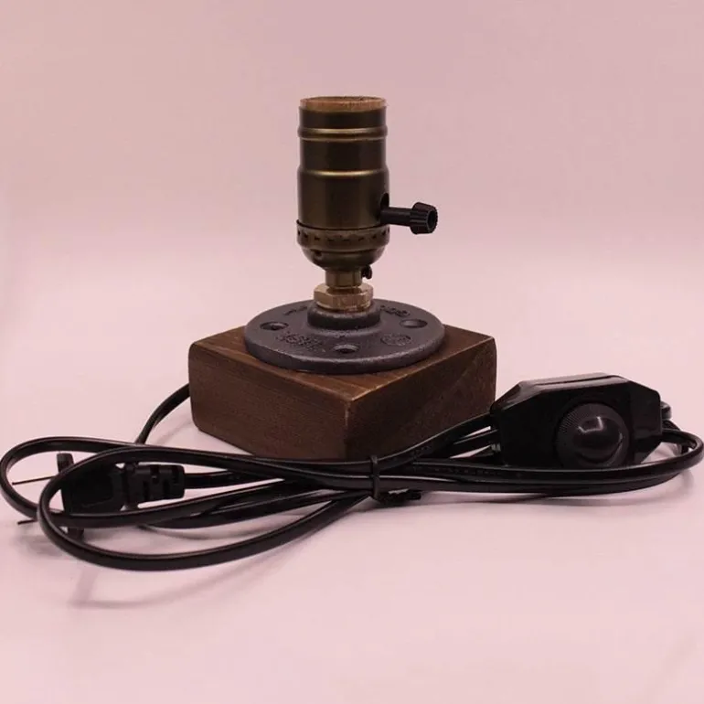Vintage Industrial Dimmable Wooden Table Lamp - Retro Home Decor Lighting