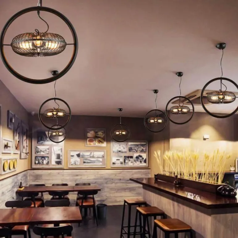 Vintage Iron Retro Ceiling Fan Chandelier Lamp