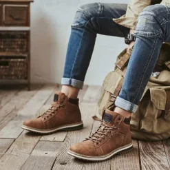 Vintage italienische Leder-Winterstiefel - warmer Schnürstil