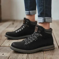 Vintage italienische Leder-Winterstiefel - warmer Schnürstil