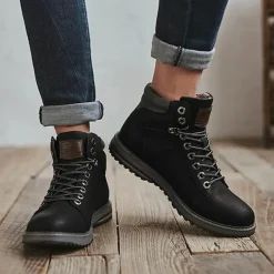 Vintage italienische Leder-Winterstiefel - warmer Schnürstil