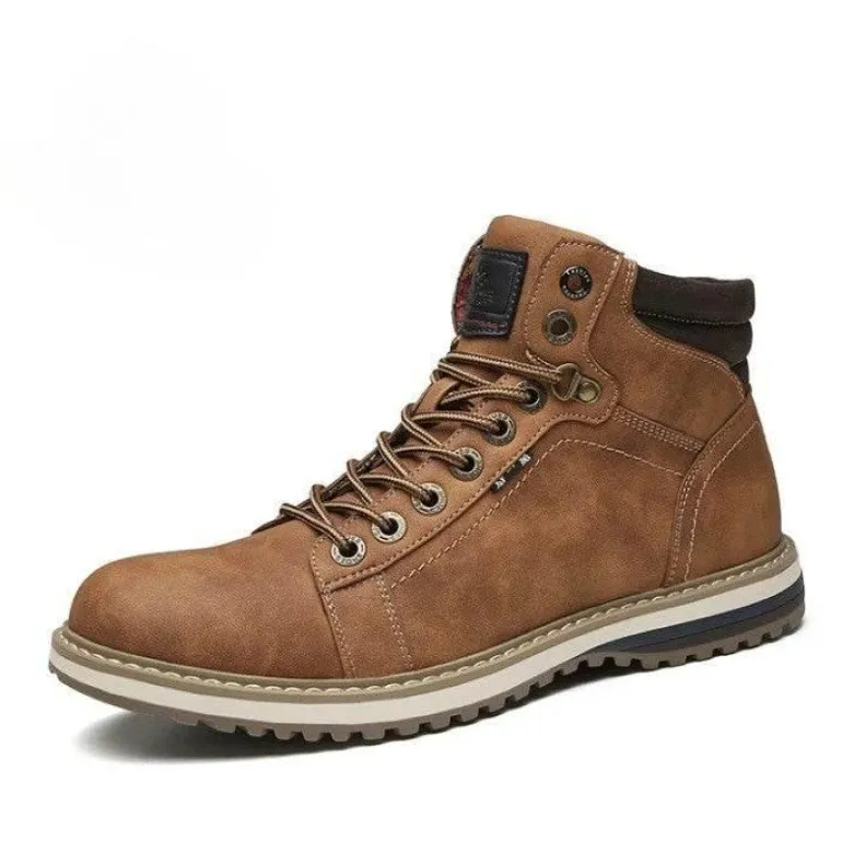 Vintage italienische Leder-Winterstiefel - warmer Schnürstil