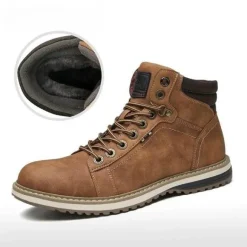 Vintage italienische Leder-Winterstiefel - warmer Schnürstil