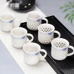 Vintage Jingdezhen Blau Weiß Porzellan Teetassen Set