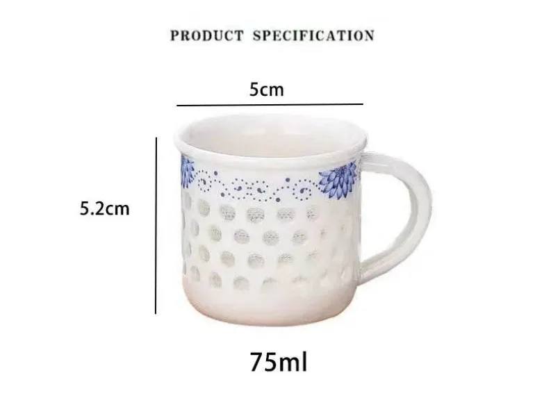 Vintage Jingdezhen Blau Weiß Porzellan Teetassen Set