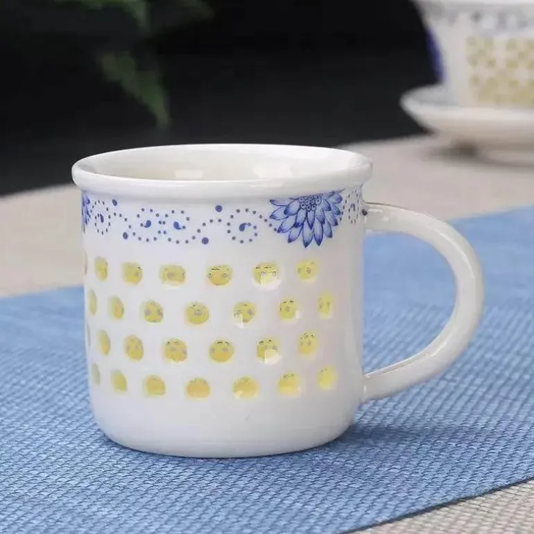 Vintage Jingdezhen Blau Weiß Porzellan Teetassen Set