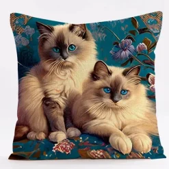 Vintage Katzen Kissenbezug - Dekorativer Kissenbezug aus Leinen