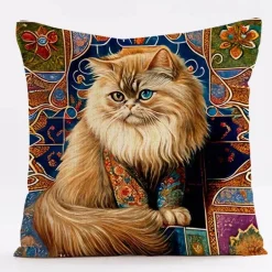 Vintage Katzen Kissenbezug - Dekorativer Kissenbezug aus Leinen