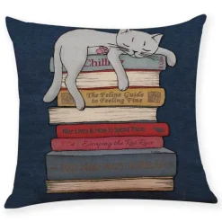 Vintage Katzen Kissenbezug - Dekorativer Kissenbezug aus Leinen